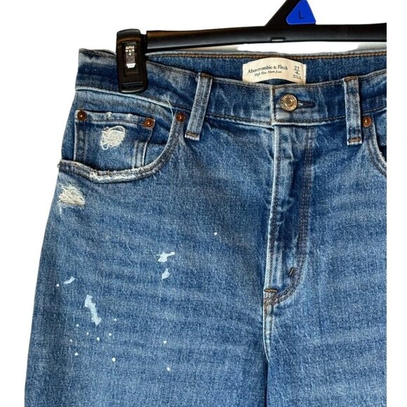 Abercrombie And Fitch Mom Jeans Womens 27 High Rise Paint Splatter Distressed - Picture 6 of 12